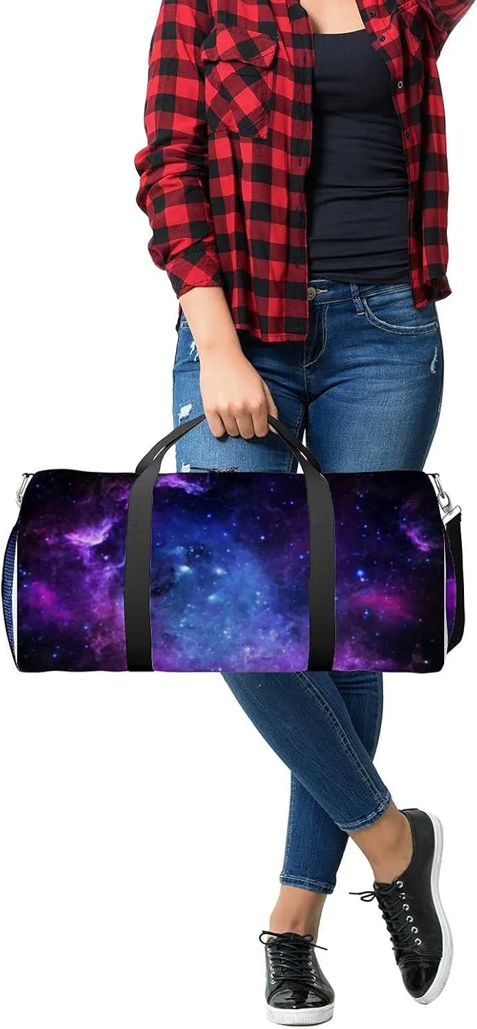 Beautiful Starry Sky Sports Duffel Bag Travel Gym Tote Bags Lightweight Durable Shoulder Strap Waterproof Polyester Outside Mesh Pocket Overnight Trip Duffel Bag for Women Men