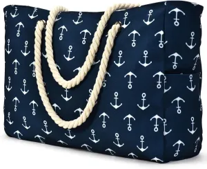 Becokan Beach Bag Large Beach Tote Bag for Women Waterproof Sandproof Swim Pool Bag With Zipper
