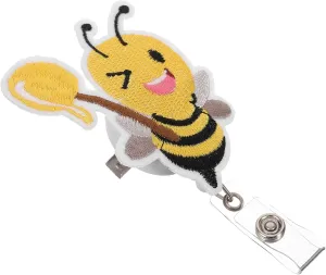 Bee Pattern Retractable Badge Reel Cute Name Card Holder for Nurses Teachers and Students Lightweight Design for Handbags and Backpacks Fun Present Idea