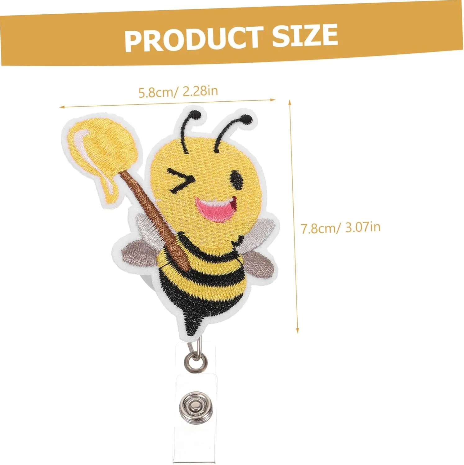 Bee Pattern Retractable Badge Reel Cute Name Card Holder for Nurses Teachers and Students Lightweight Design for Handbags and Backpacks Fun Present Idea