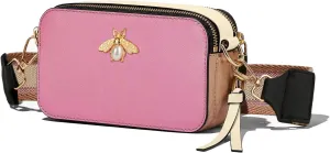 Bee Purse Camera Crossbody Bags for Women Trendy Small Snapshot Bag Wide Strap Leather Shoulder Clutch Handbags