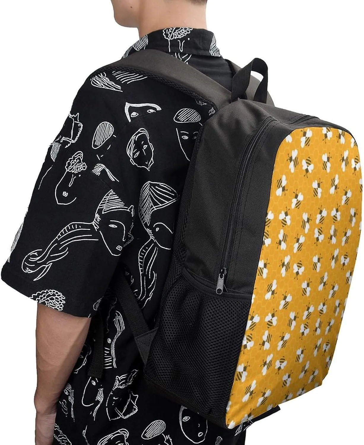 Bee with Honey Backpack Lightweight Waterproof Backpacks Laptop Backpack for Unisex Casual Travel Daypacks Large Capacity
