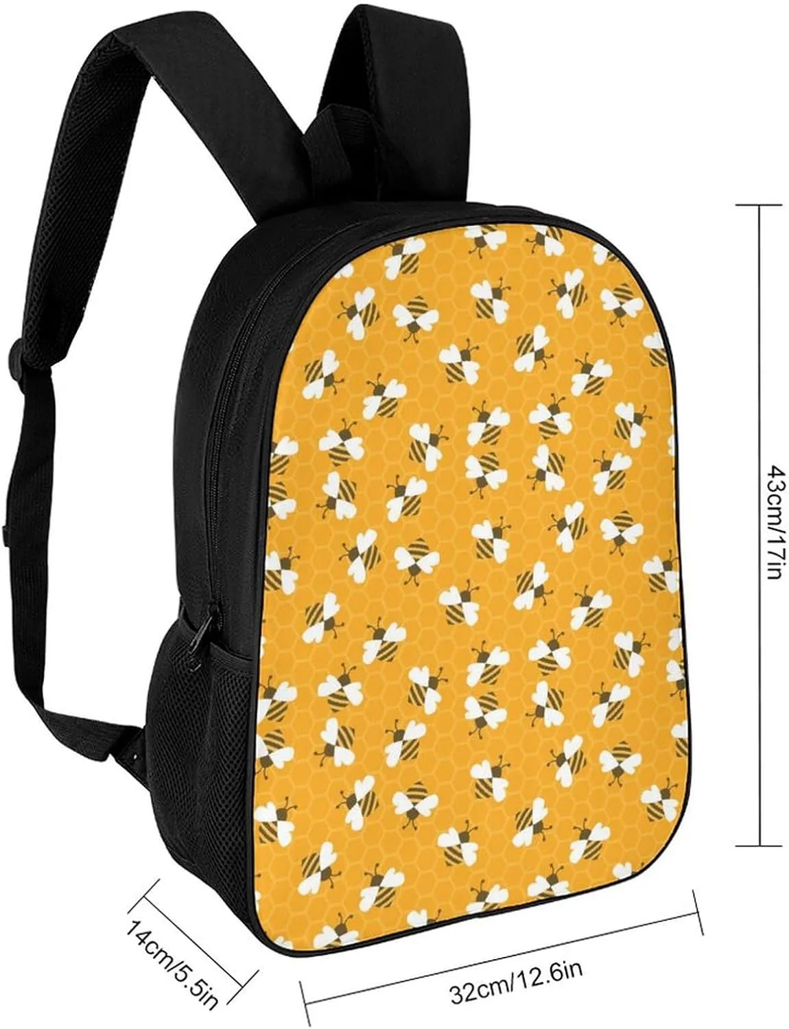 Bee with Honey Backpack Lightweight Waterproof Backpacks Laptop Backpack for Unisex Casual Travel Daypacks Large Capacity