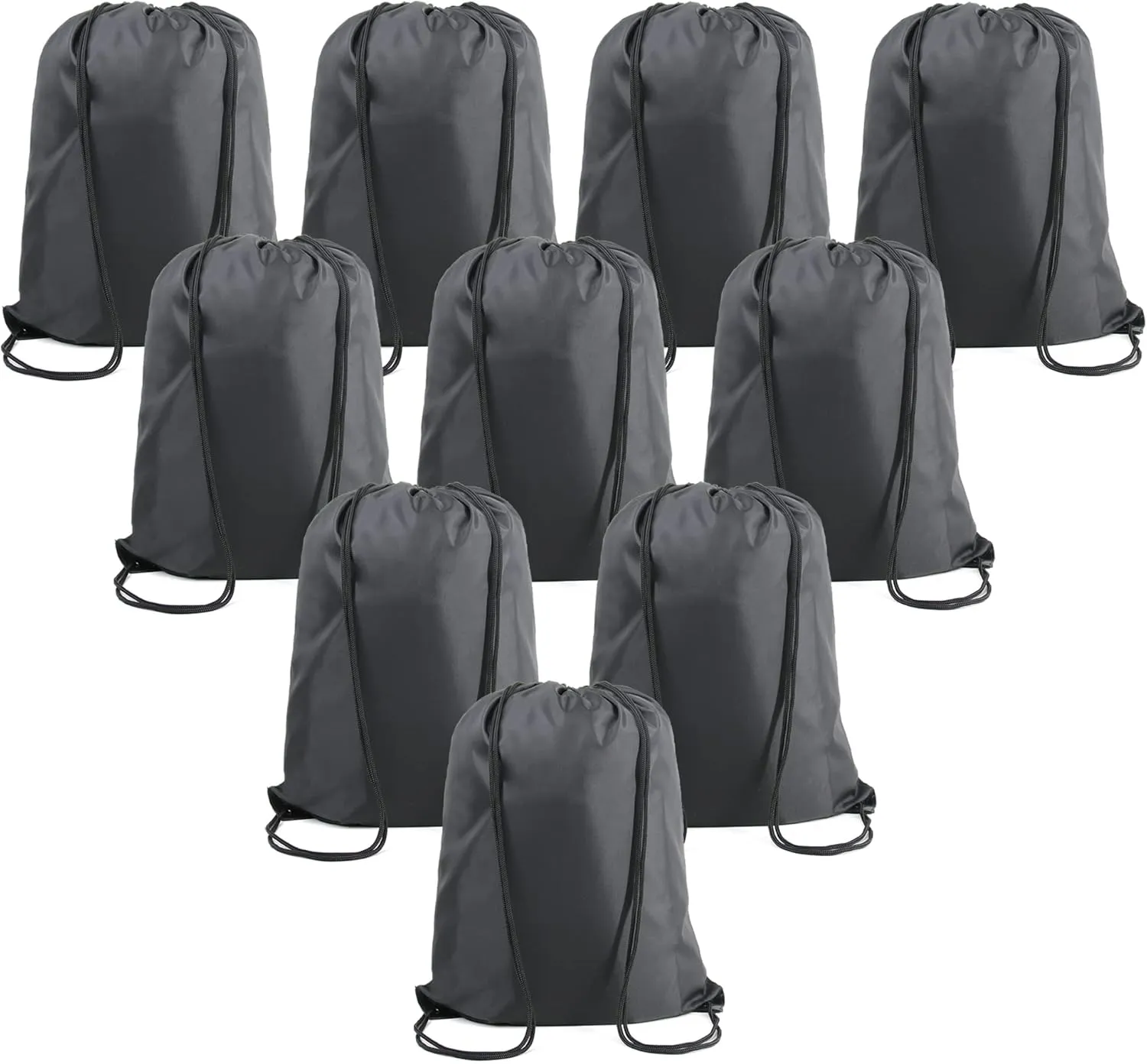 BeeGreen Black Drawstring Backpack Bags Bulk 10 Pack Cinch Sackpack X-Large 22.4" L x 17.5" W Sports Gym String Bags Machine Washable Heavy Duty for Men Women