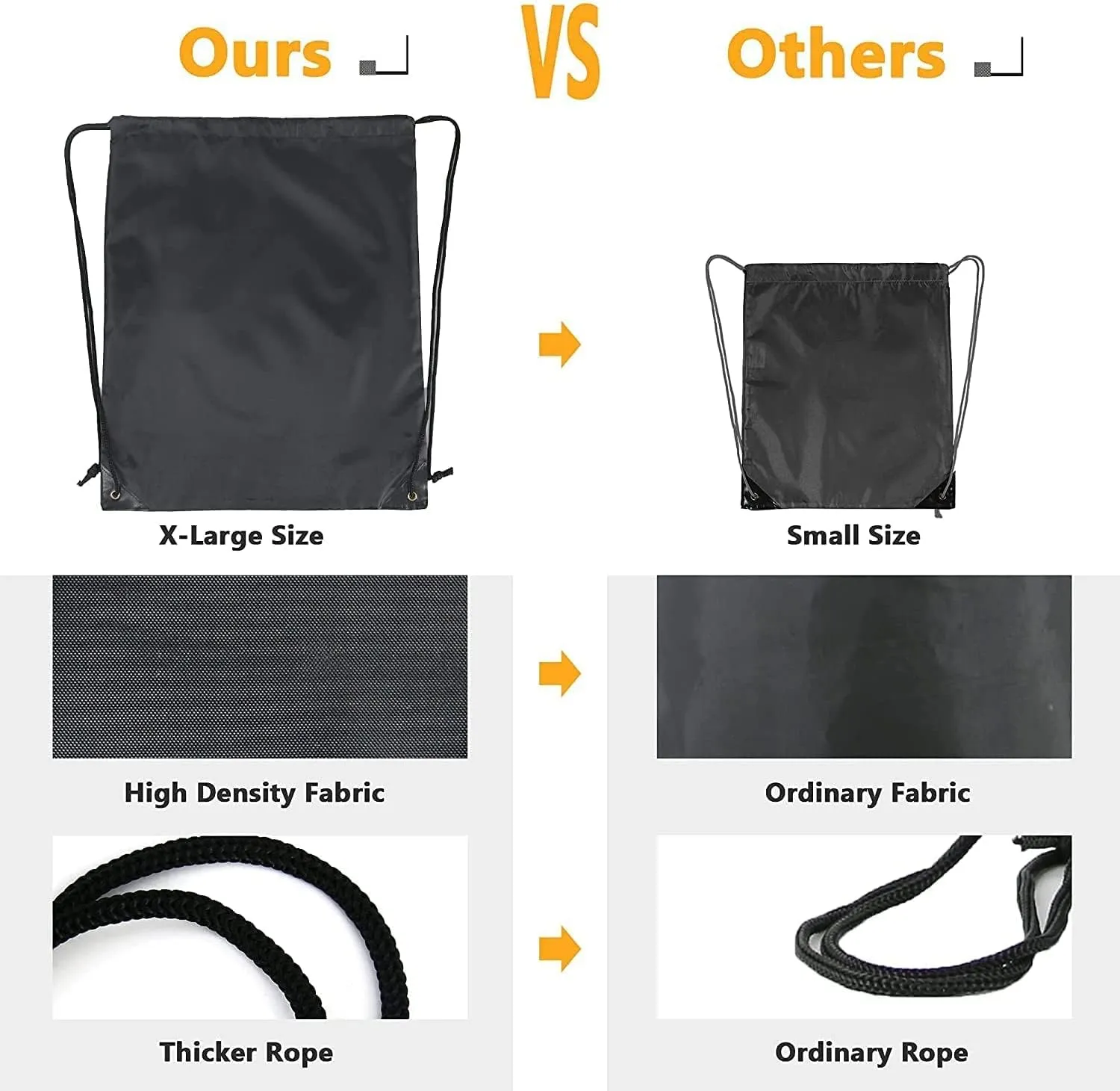BeeGreen Black Drawstring Backpack Bags Bulk 10 Pack Cinch Sackpack X-Large 22.4" L x 17.5" W Sports Gym String Bags Machine Washable Heavy Duty for Men Women