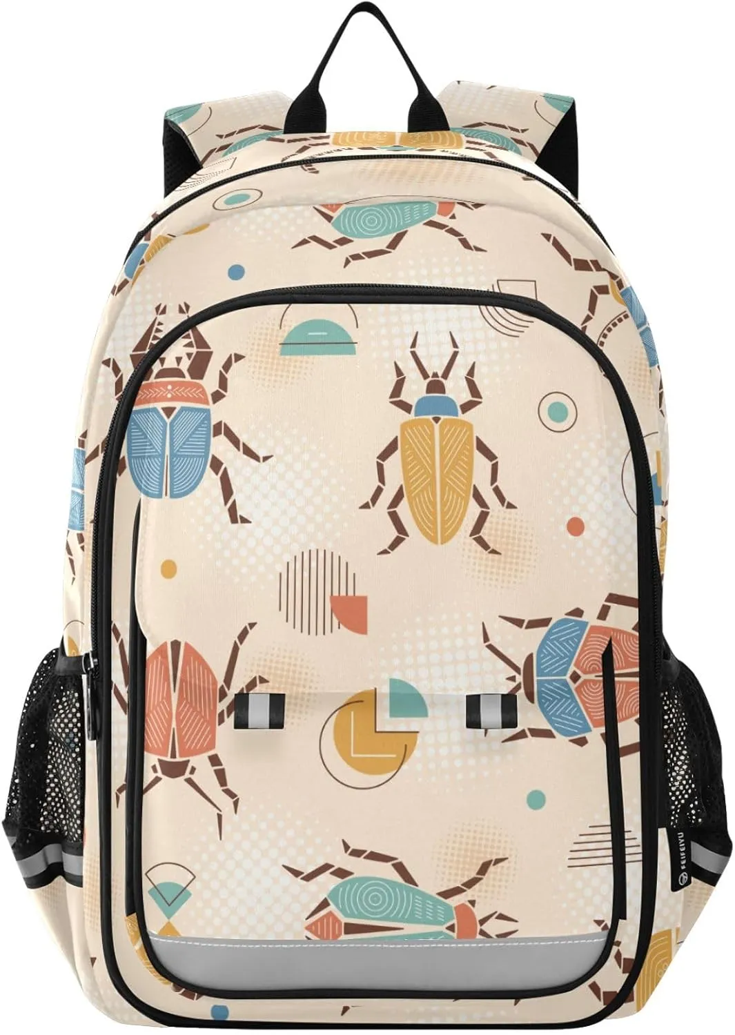Beetles Funny Insect Backpack Kids School Bag Lightweight Laptop Backpack Elementary Capacity Student Bookbags for Travel Daypack with Reflective Stripes