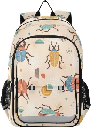 Beetles Funny Insect Backpack Kids School Bag Lightweight Laptop Backpack Elementary Capacity Student Bookbags for Travel Daypack with Reflective Stripes