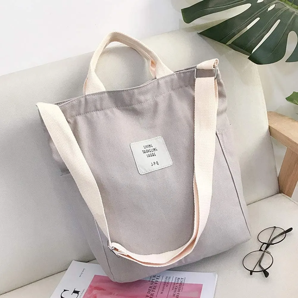 Belsmi Shoulder Bag Canvas Totes Bag Cotton Shopping Crossbody Travel Weekend Handbag Work Bag