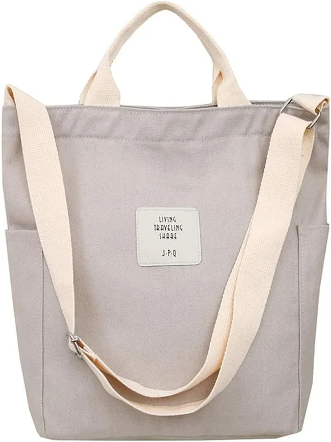 Belsmi Shoulder Bag Canvas Totes Bag Cotton Shopping Crossbody Travel Weekend Handbag Work Bag