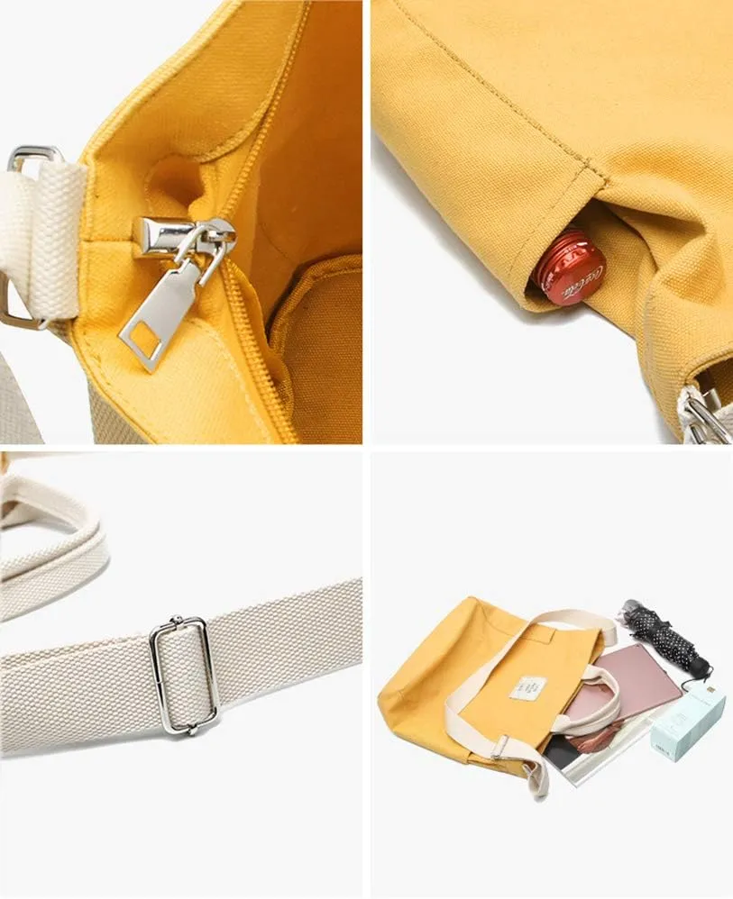 Belsmi Shoulder Bag Canvas Totes Bag Cotton Shopping Crossbody Travel Weekend Handbag Work Bag