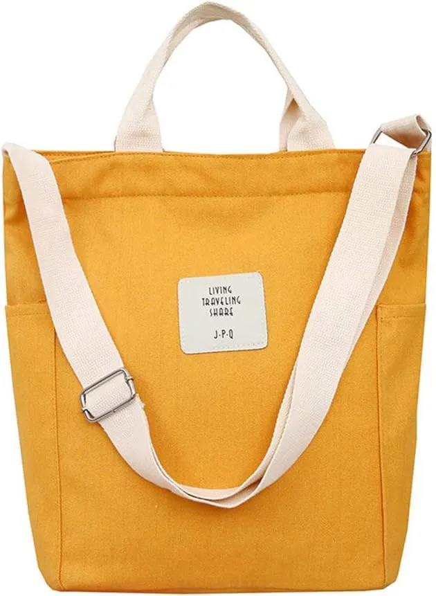 Belsmi Shoulder Bag Canvas Totes Bag Cotton Shopping Crossbody Travel Weekend Handbag Work Bag