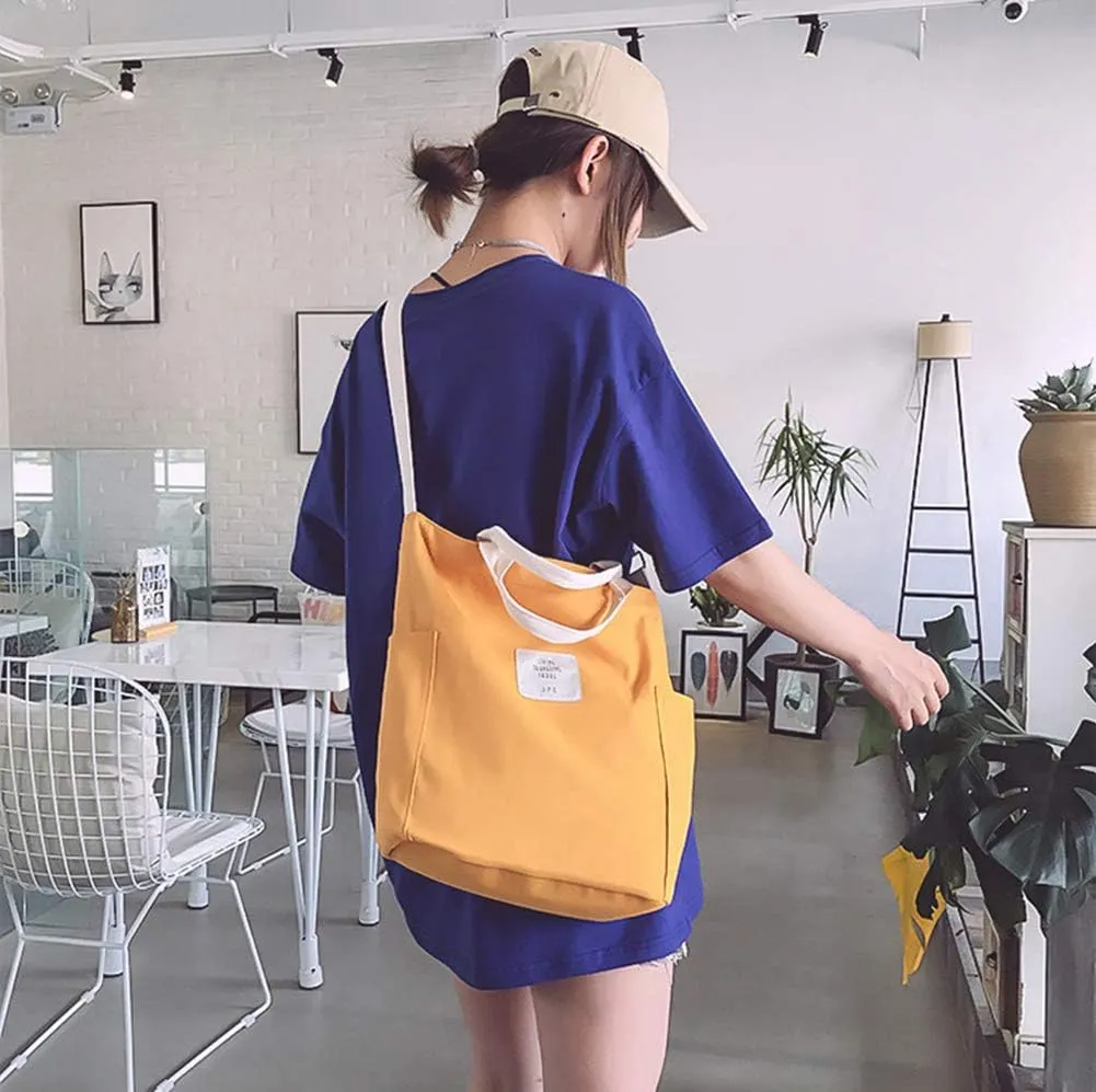 Belsmi Shoulder Bag Canvas Totes Bag Cotton Shopping Crossbody Travel Weekend Handbag Work Bag