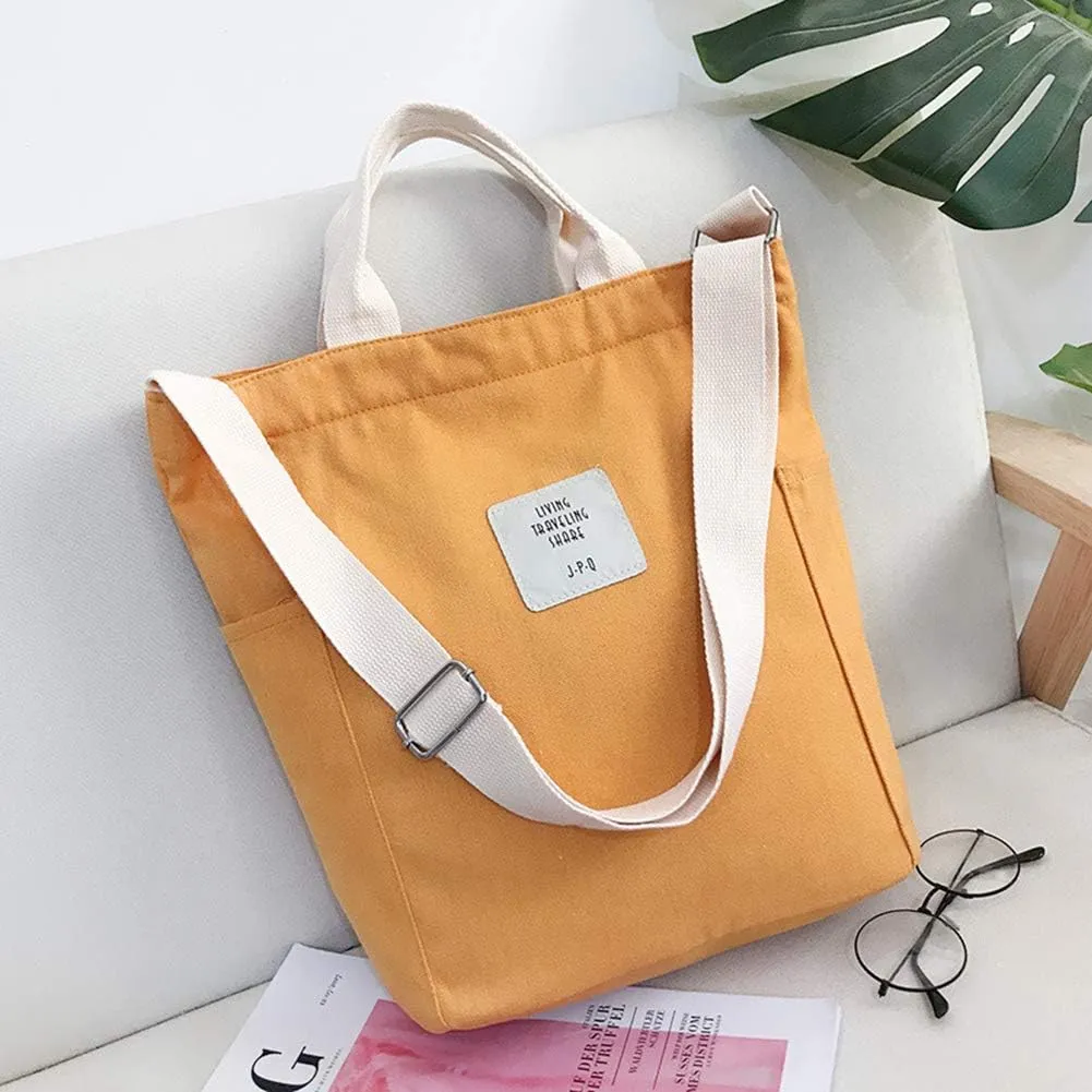 Belsmi Shoulder Bag Canvas Totes Bag Cotton Shopping Crossbody Travel Weekend Handbag Work Bag