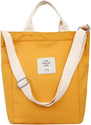 Belsmi Shoulder Bag Canvas Totes Bag Cotton Shopping Crossbody Travel Weekend Handbag Work Bag