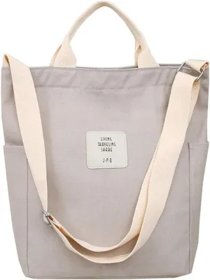 Belsmi Shoulder Bag Canvas Totes Bag Cotton Shopping Crossbody Travel Weekend Handbag Work Bag