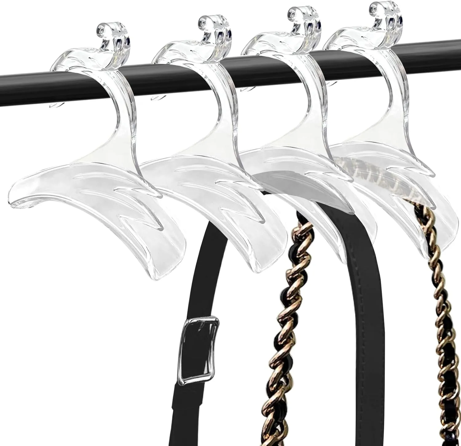 Besser Purse Hanger Organizer 4 Pcs,Purse Organizer for Closet, Acrylic Purse Handbags Organizer,Protecting Bag Shape and Organizing Space(White)