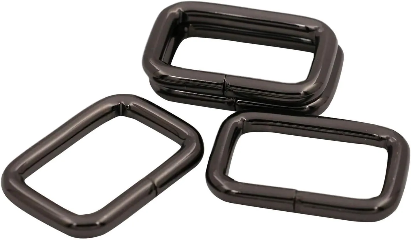 BIKICOCO Metal Rectangle Ring Buckles Square Strap Webbing Belt Rings for Bag Purse Non Welded 1 x 5/8 Inch