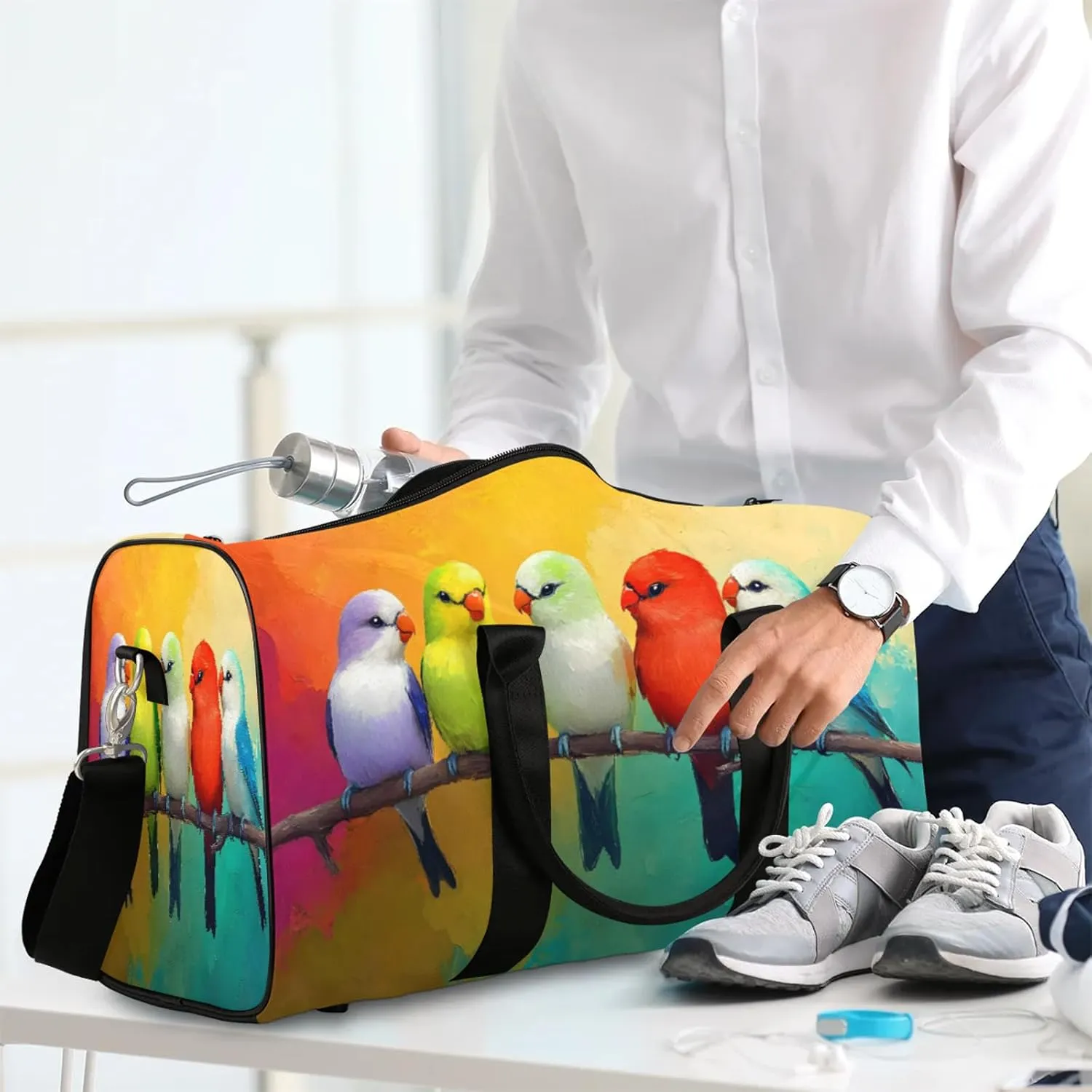 Birds Duffle Bag for Travel, Overnight Weekend Gym Carry On Luggage Bag, Animal Travel Duffel Bag for Men Women