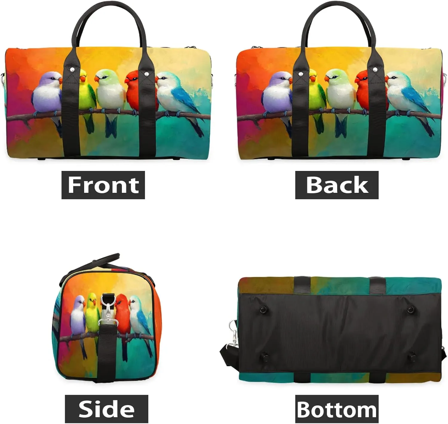 Birds Duffle Bag for Travel, Overnight Weekend Gym Carry On Luggage Bag, Animal Travel Duffel Bag for Men Women