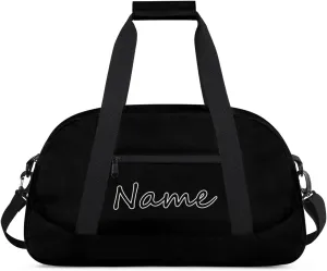 Black Custom Gym Bag for Women Men, Personalized Duffel Bag with Name, Small Sports Gym Bag Travel Duffle Bag Weekender Carry On Overnight Bags