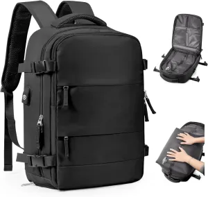 Black Vacuum Backpack Travel Laptop Backpacks For Women Men Carry On Backpack With Vacuum Compression Bags Seal Packing Personal Item Travel Bag Airback Backpacks Without Pump