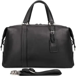 Black Vintage Cowhide Leather Travel Duffel Weekender Overnight Luggage Handbag Gym Sports Bag Father's Day Sports Overnight Gym Luggage Weekend Tote