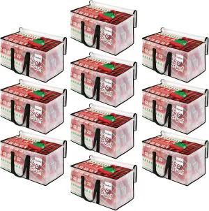 BlissTotes Moving Bags, 10-Pack Storage Bags, Moving Bags Heavy Duty Extra Large, Moving Totes, Clear moving Bag, Reinforced Handles & Tag Pocket, Christmas Totes (93L)