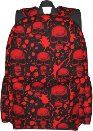 Blood Splatter Red Skeleton Stylish Backpack With Adjustable Padded Shoulder Straps Daypacks For College Travel