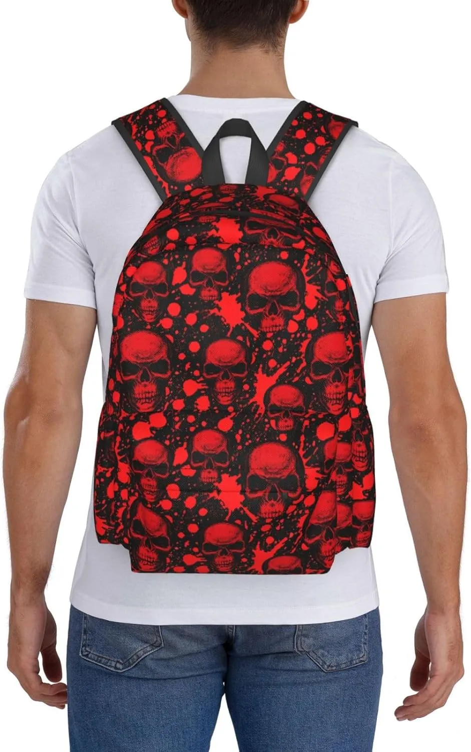 Blood Splatter Red Skeleton Stylish Backpack With Adjustable Padded Shoulder Straps Daypacks For College Travel