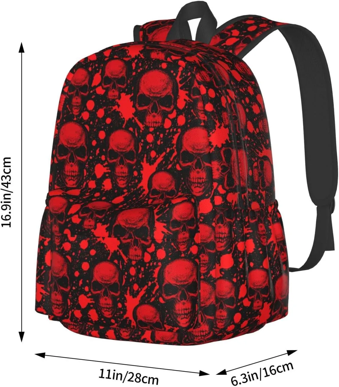 Blood Splatter Red Skeleton Stylish Backpack With Adjustable Padded Shoulder Straps Daypacks For College Travel