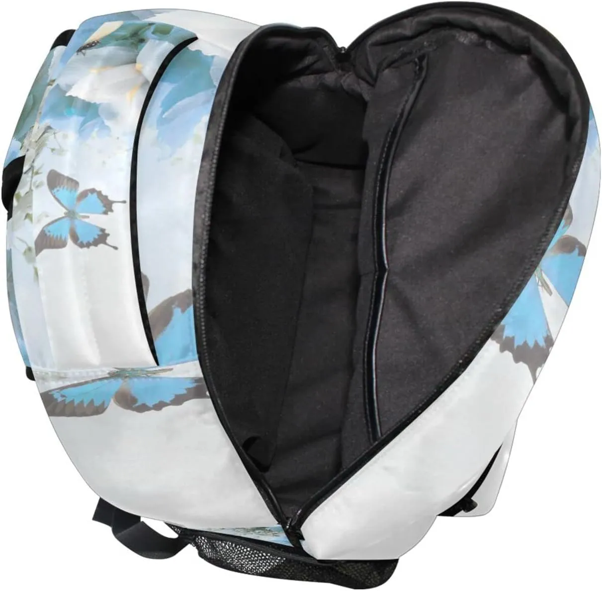Blue Butterfly Backpack Rose Book Bags for Girls Teens Kids Butterflies School Bags Flowe Lightweight Student Elementary 3rd 4th 5th Grade Shoulder Bag Bookbag Daypack