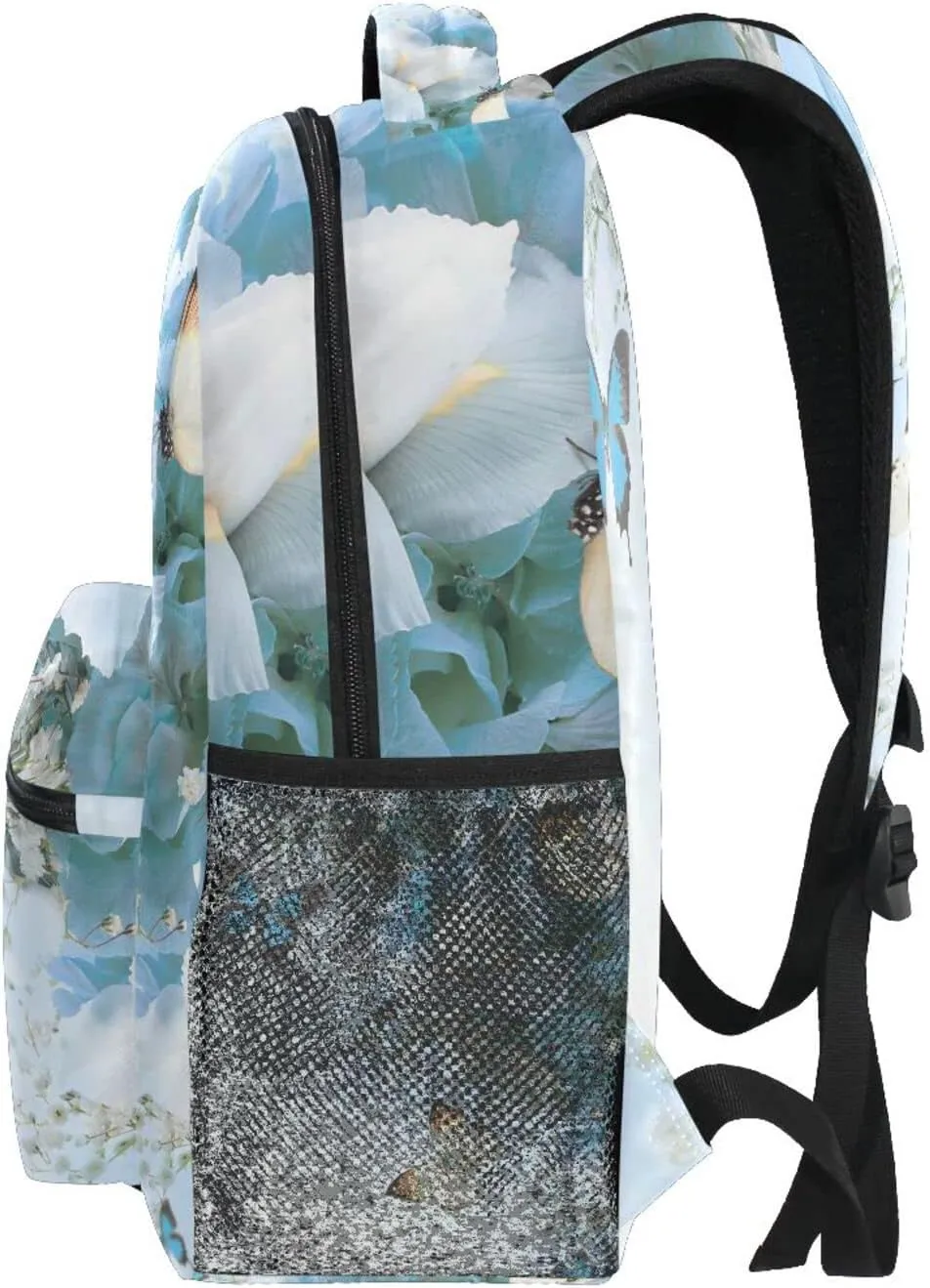Blue Butterfly Backpack Rose Book Bags for Girls Teens Kids Butterflies School Bags Flowe Lightweight Student Elementary 3rd 4th 5th Grade Shoulder Bag Bookbag Daypack
