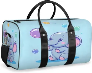 Blue Elephant Duffle Bag for Travel, Overnight Weekend Gym Carry On Luggage Bag, Cute Travel Duffel Bag for Men Women