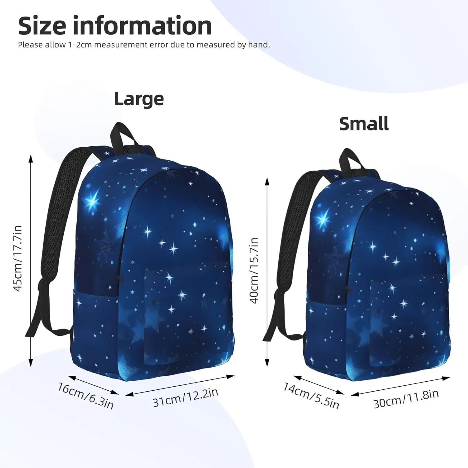 Blue Shining Stars Pattern Canvas Casual Lightweight Duffel Bag, Fashion Duffel Bag, Casual Daypack, Unisex Travel Backpack