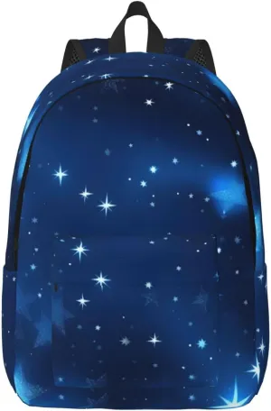 Blue Shining Stars Pattern Canvas Casual Lightweight Duffel Bag, Fashion Duffel Bag, Casual Daypack, Unisex Travel Backpack