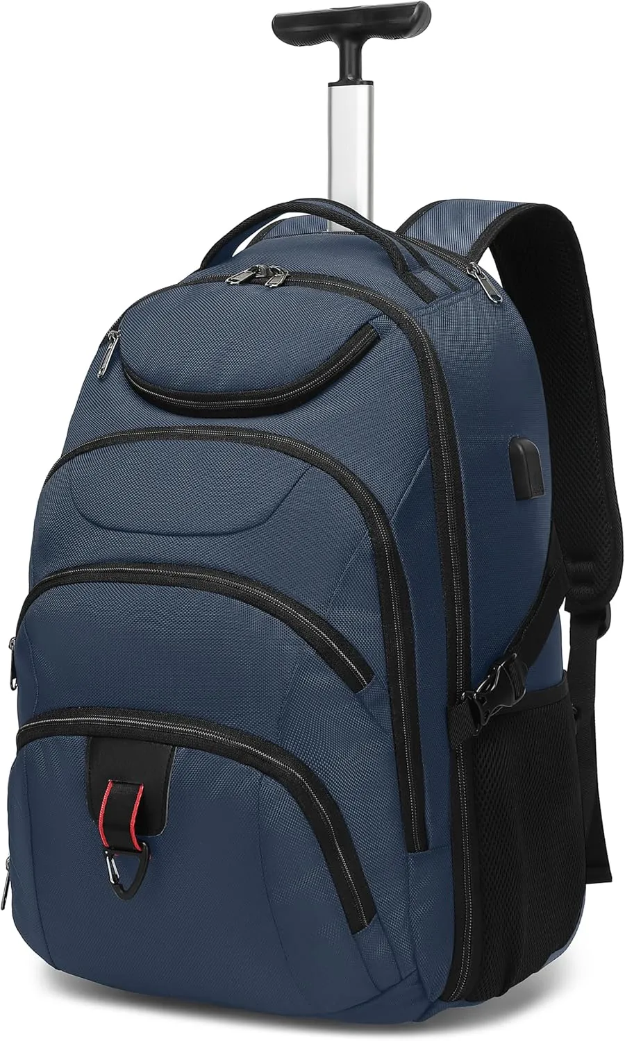 Boavan Rolling Backpack,17 inch Water Resistant Wheeled Backpack,Carry on Luggage Business Bag, Overnight College Computer Backpack Trolley Suitcase for Men Women Adults to Travel，Black