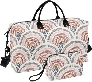 Boho Bohemian Duffel Bags Overnight Weekender Bags Gym Sports Duffel Bags with Toiletry Bag for Trekking Multifunctional
