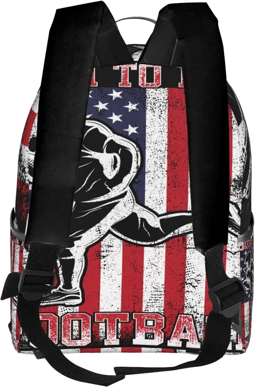 Born To Play Football America Flag Backpack Lightweight Laptop Backpacks Casual Double Shoulder Backpack For Women Men Travel