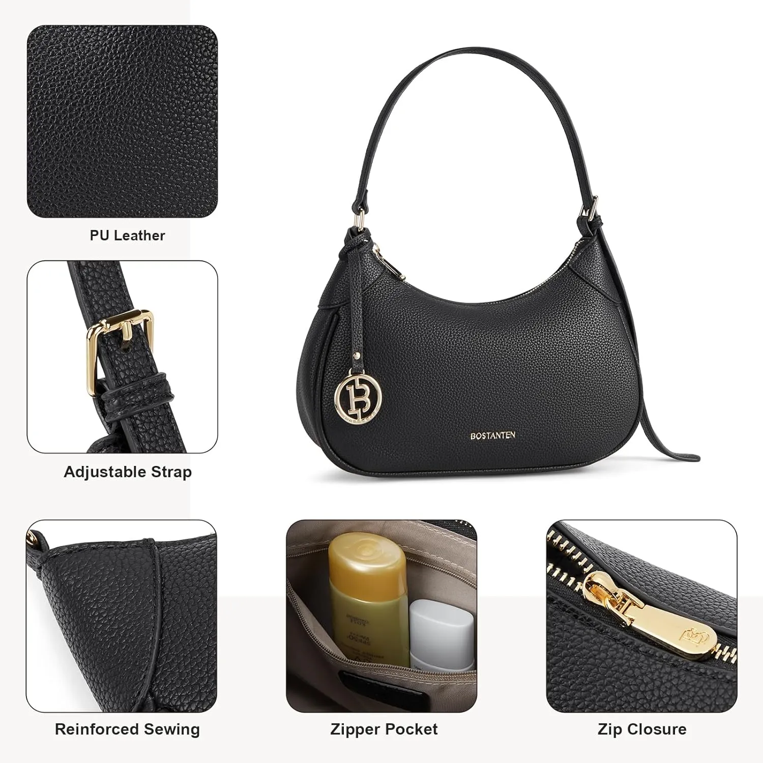 BOSTANTEN Small Purses for Women Trendy Cresent Shoulder Bag Hobo Handbags