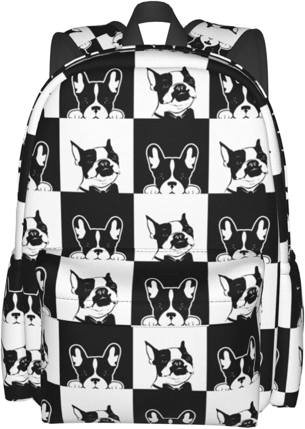 Boston Terrier Backpack 17 inch Cute Dog Casual Daypack Lightweight Kids School Backpack Campus Bag for Boys Girls Back to School