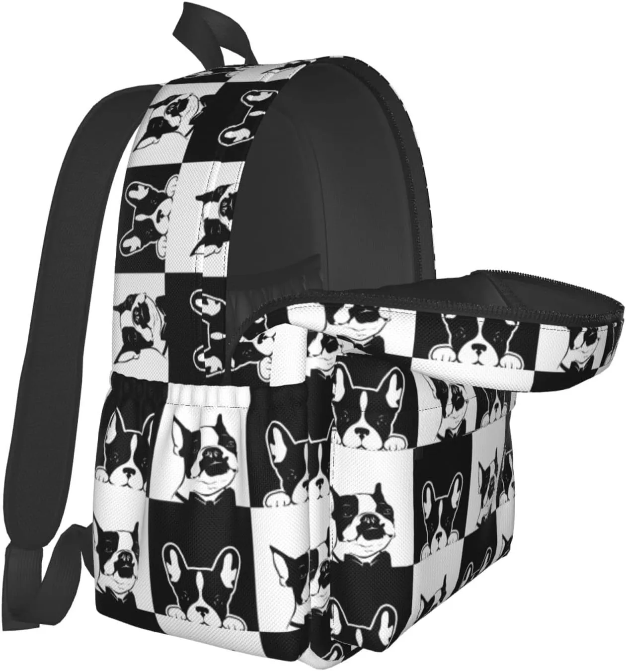 Boston Terrier Backpack 17 inch Cute Dog Casual Daypack Lightweight Kids School Backpack Campus Bag for Boys Girls Back to School