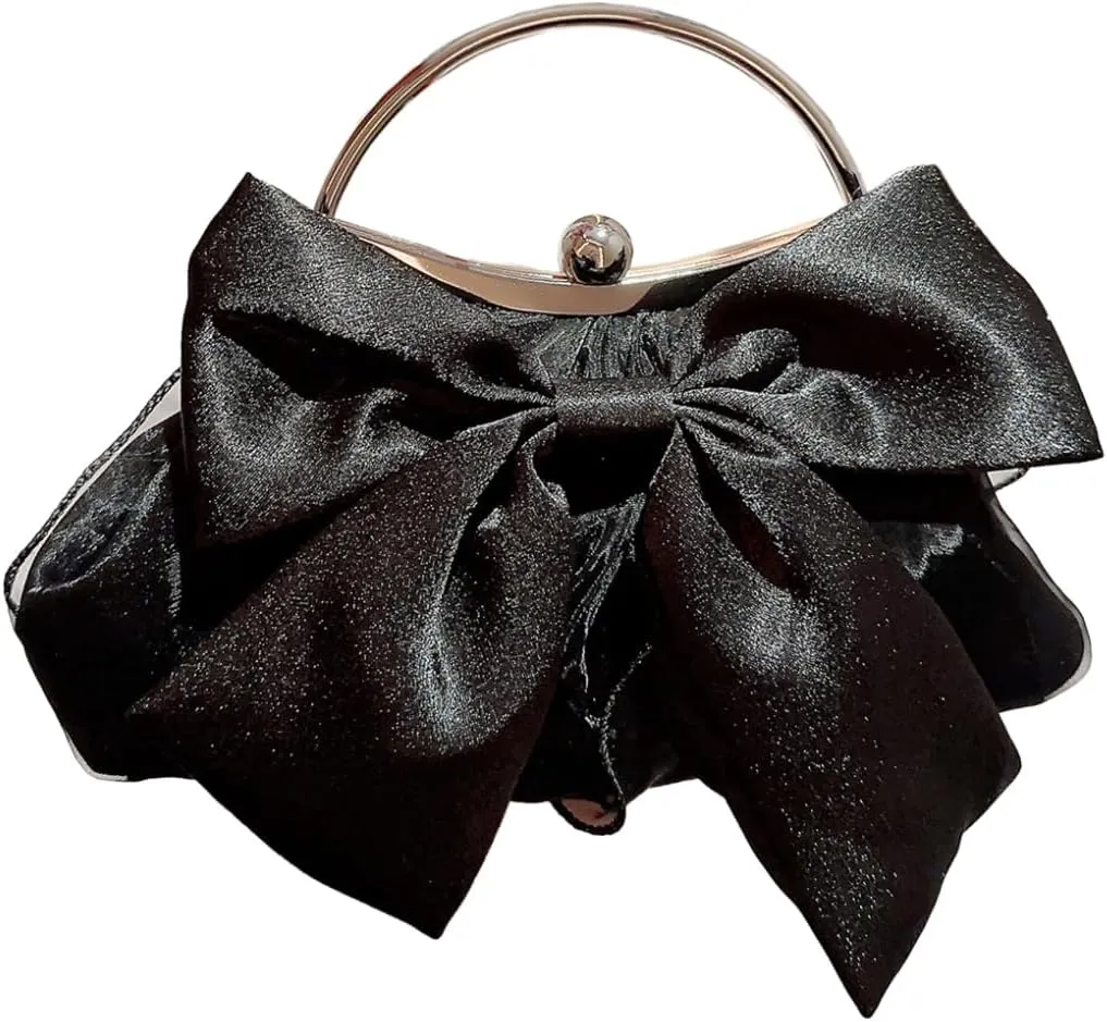 Bow-tie Satin Clutch for Women Trendy Evening Handbag Chic Purse Gorgeous Handbags for Parties Wedding