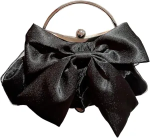 Bow-tie Satin Clutch for Women Trendy Evening Handbag Chic Purse Gorgeous Handbags for Parties Wedding