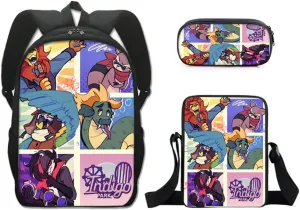 Boys Indigo Park Backpack 3Pcs Set Indigo Park 3D Figure Printed Backpack Indigo Park Shoulder Bag - 16.5in (07)