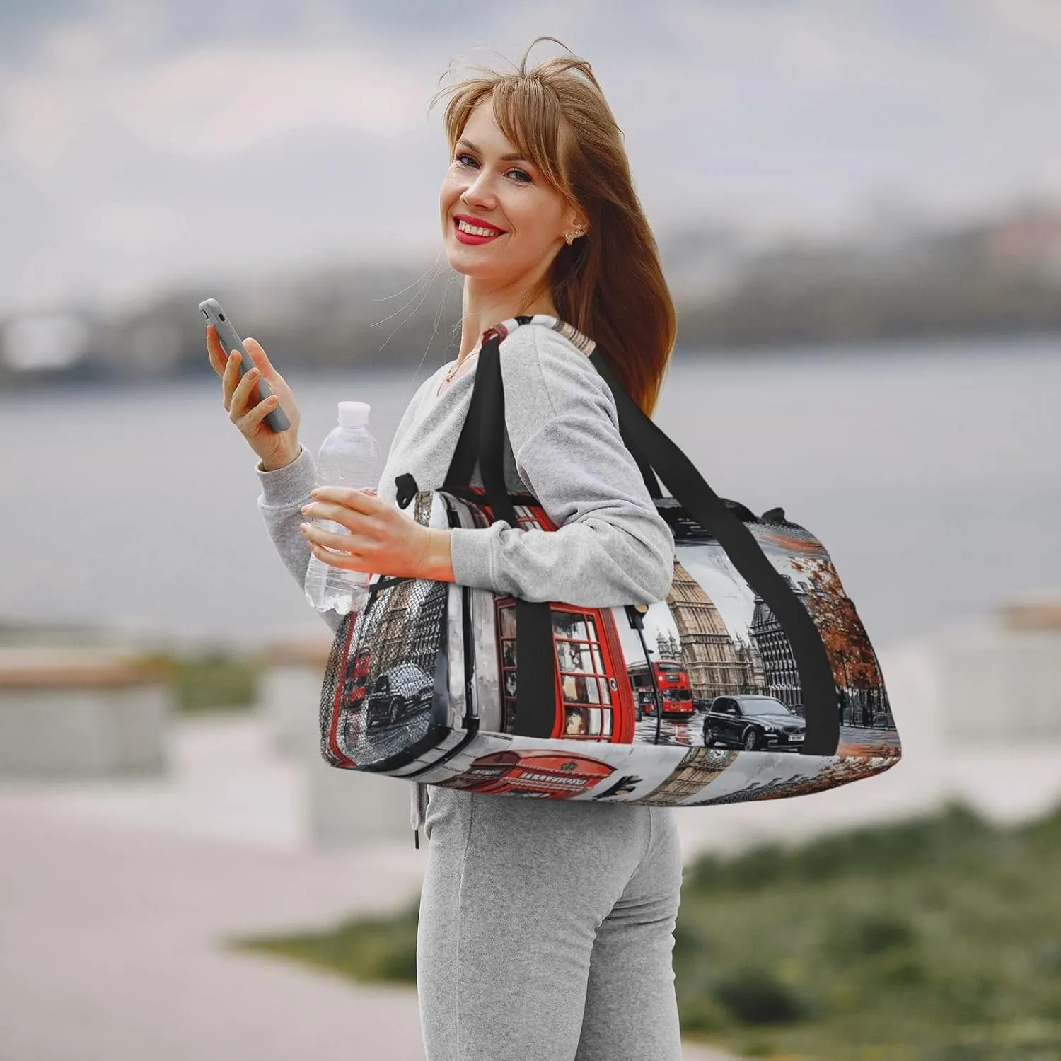British Street Scenery Duffle Bag Foldable Travel Tote Bag Carry On Large Weekender Overnight Bags Waterproof Gym Bag For Women Men