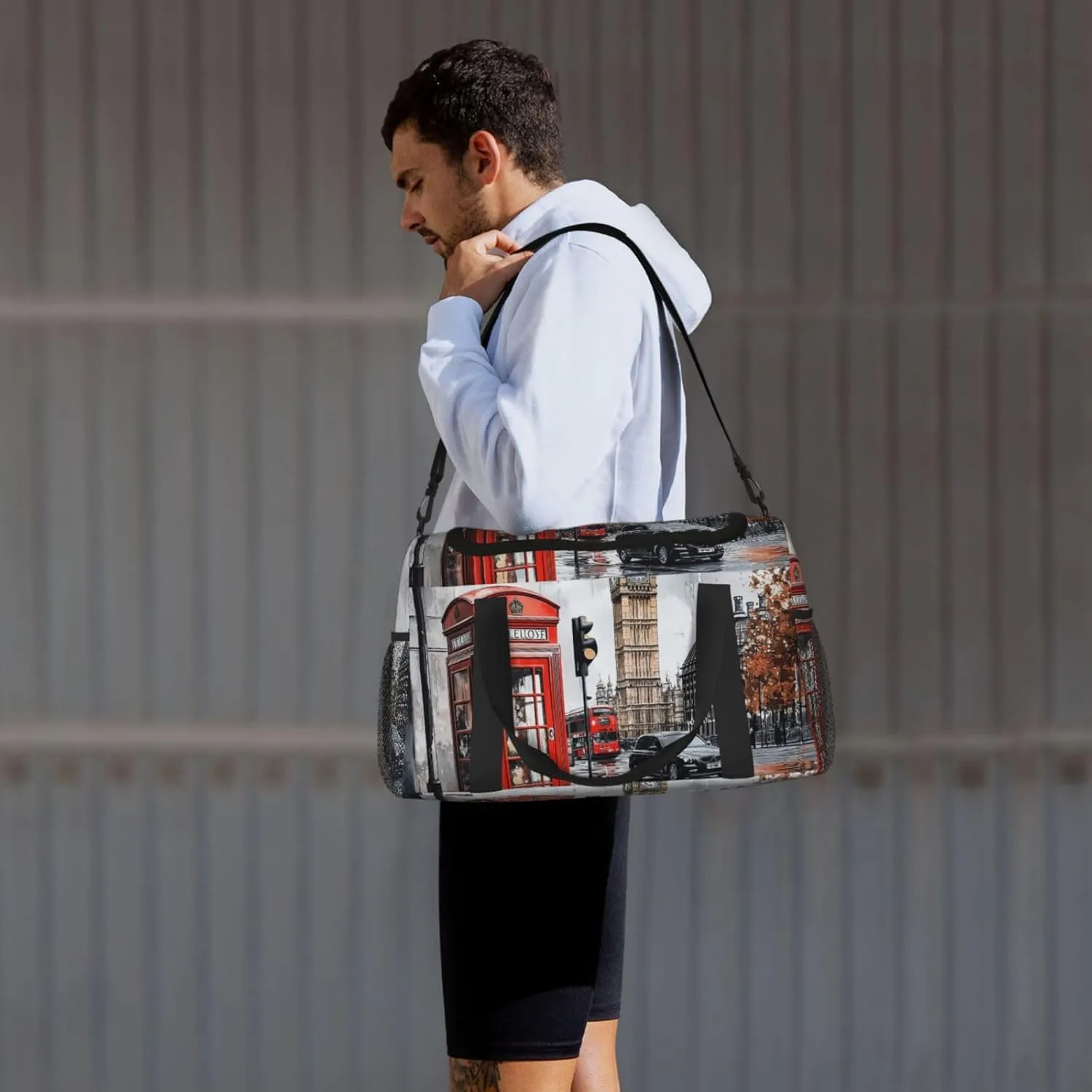 British Street Scenery Duffle Bag Foldable Travel Tote Bag Carry On Large Weekender Overnight Bags Waterproof Gym Bag For Women Men