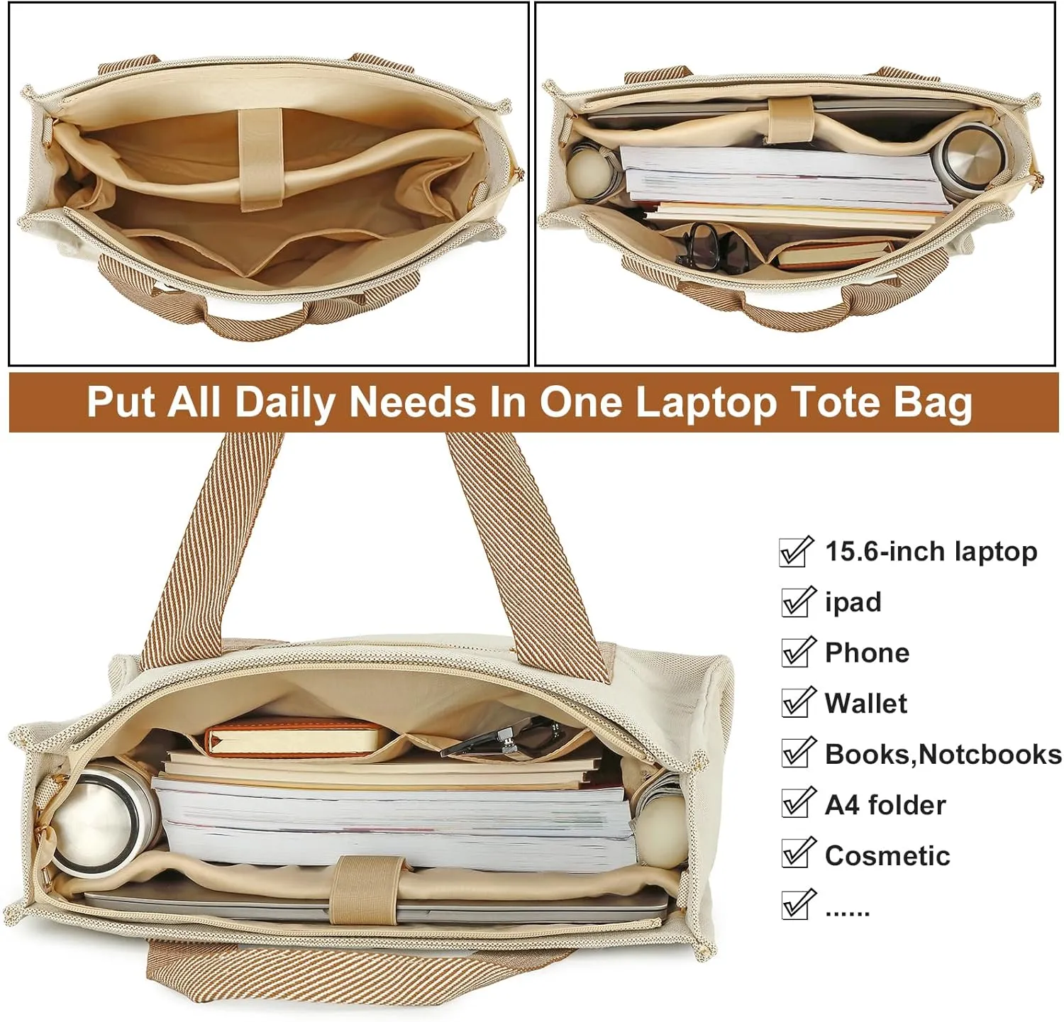 BTOOP Tote Bag for Women Work Teacher Tote Bag 15.6 inch Laptop Shoulder Bags Handbag Office Briefcase with Clutch Purse