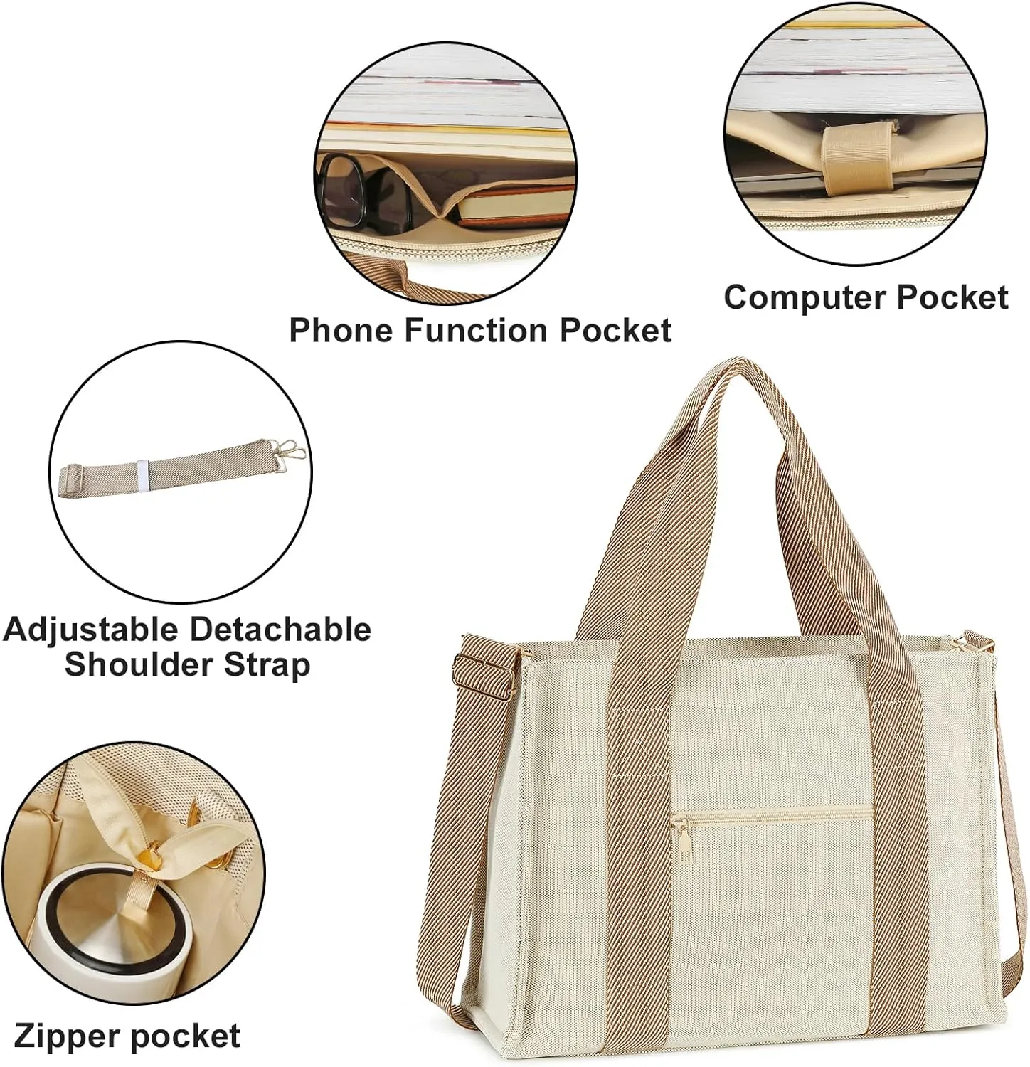 BTOOP Tote Bag for Women Work Teacher Tote Bag 15.6 inch Laptop Shoulder Bags Handbag Office Briefcase with Clutch Purse
