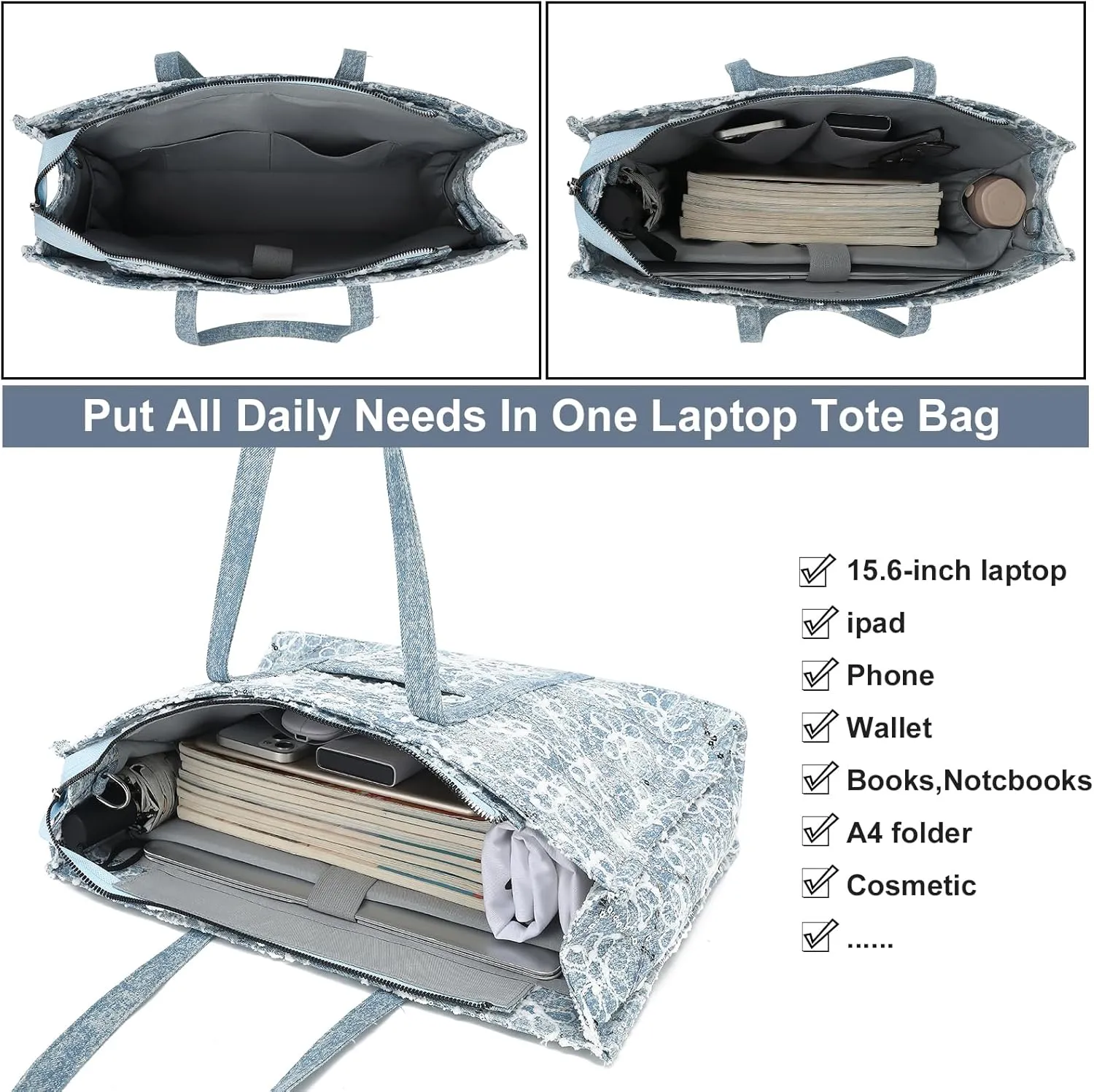 BTOOP Tote Bag for Women Work Teacher Tote Bag 15.6 inch Laptop Shoulder Bags Handbag Office Briefcase with Clutch Purse