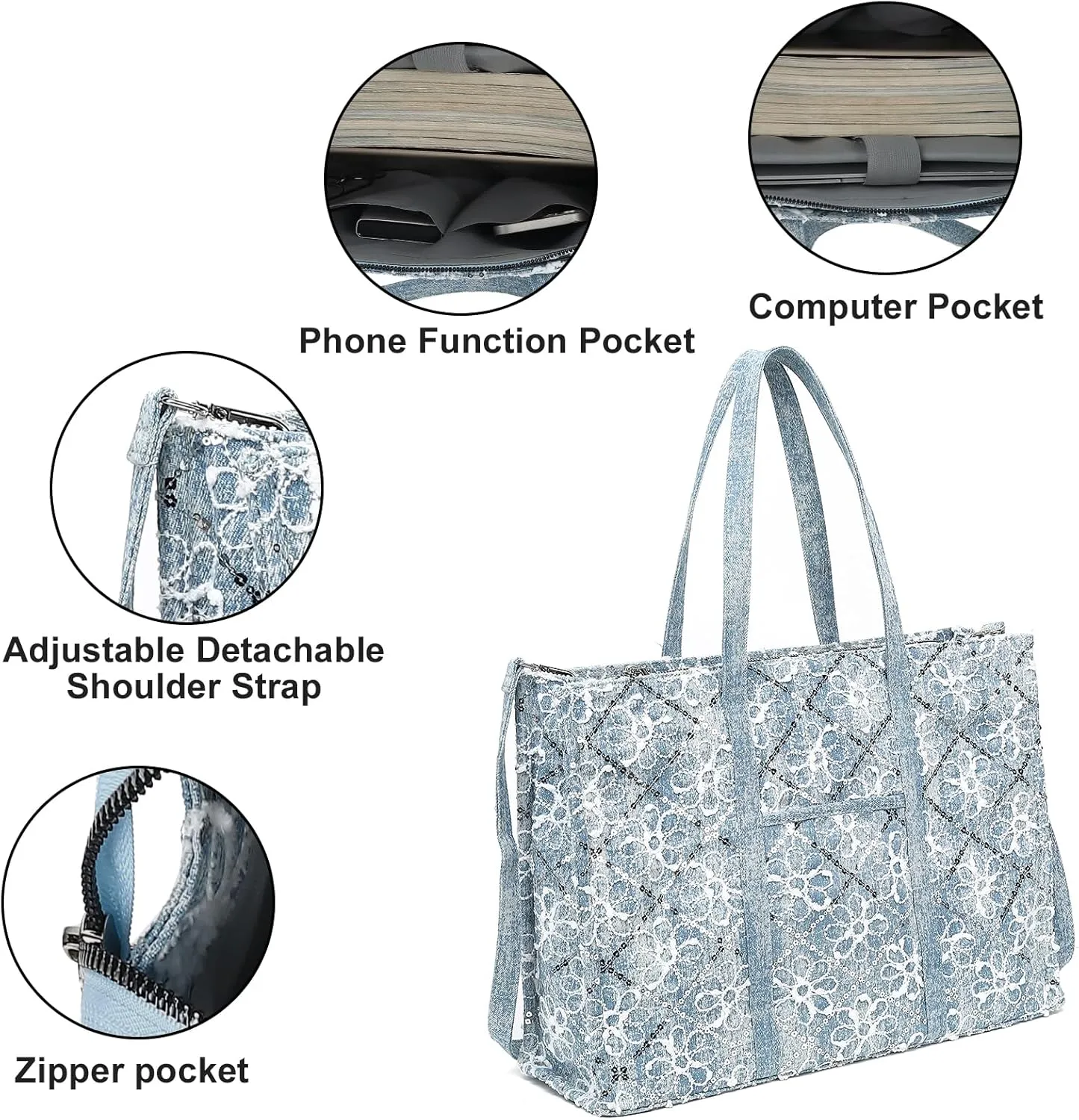 BTOOP Tote Bag for Women Work Teacher Tote Bag 15.6 inch Laptop Shoulder Bags Handbag Office Briefcase with Clutch Purse